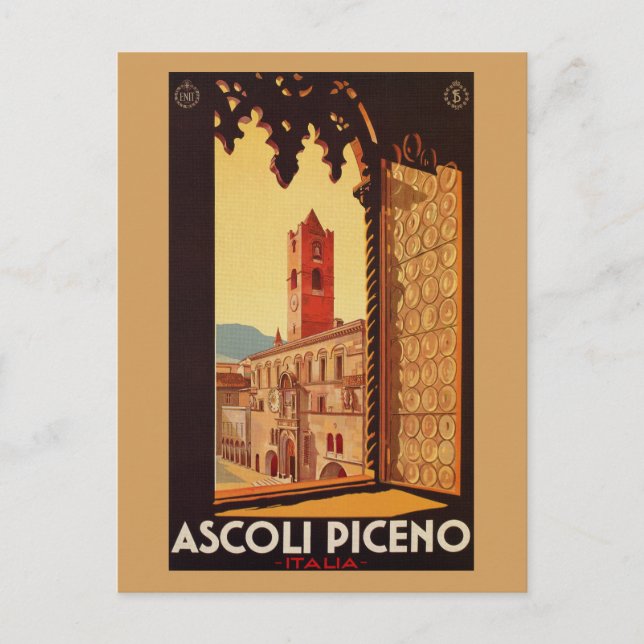 Vintage Italian travel ad Ascoli Piceno Postcard (Front)
