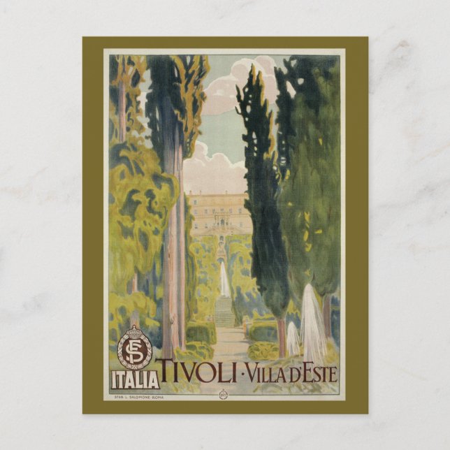 Vintage Italian travel ad Tivoli Lazio Rome Postcard (Front)