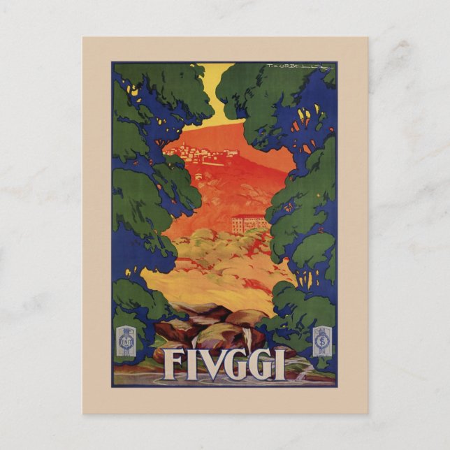 Vintage Italian travel Fiuggi springs Postcard (Front)