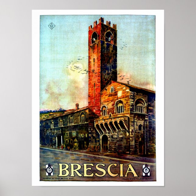 Vintage Italian Travel poster Brescia (Front)