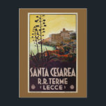 Vintage Italian travel Santa Cesarea Terme Lecce Holiday Postcard<br><div class="desc">Beautifully retouched and restored from an original Italian travel poster. Santa Cesarea Terme is a town and commune in the province of Lecce, in Apulia, southern Italy. Situated on the coast at the entrance of the Strait of Otranto, on a part of the coast which comes down to the sea,...</div>