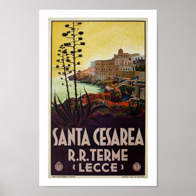 Vintage Italian travel Santa Cesarea Terme Lecce Poster (Front)
