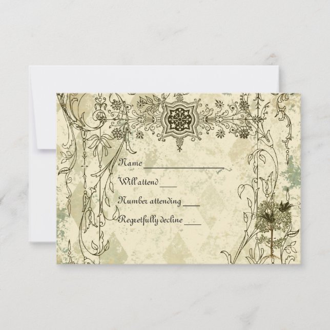 Vintage Italian Verdigris rsvp with envelopes (Front)