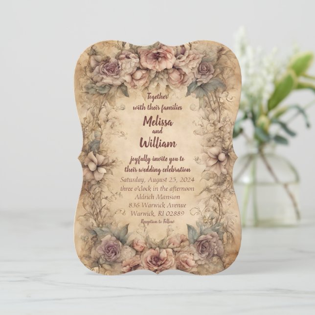 Vintage Italian Wedding Invitation (Standing Front)