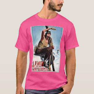 Vintage Italian Winter Sports Travel Ad Aosta Vall T-Shirt