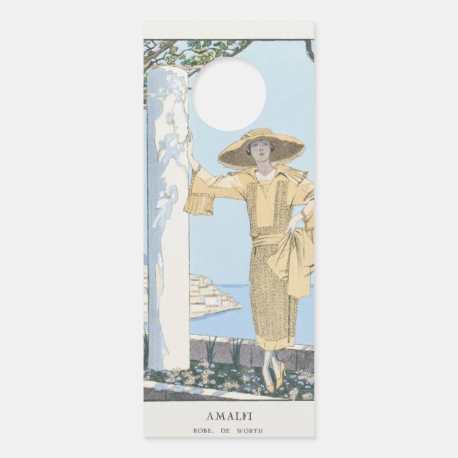 Vintage Italy Amalfi Illustration Door Hanger (Front)