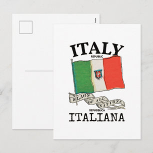 Vintage Italy Country Flag Holiday Postcard