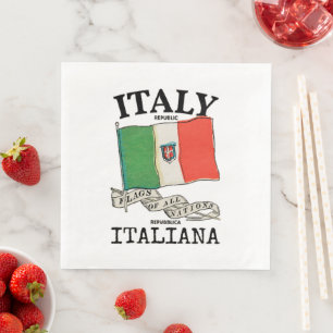 Vintage Italy Country Flag Napkin