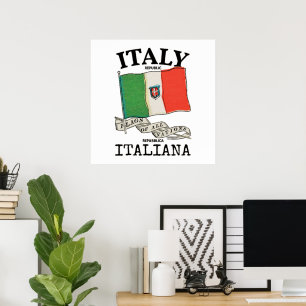 Vintage Italy Country Flag Poster