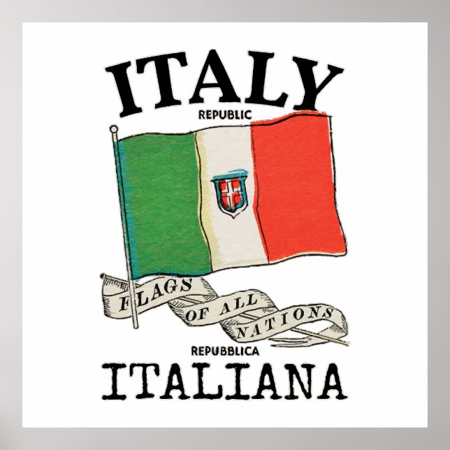 Vintage Italy Country Flag Poster (Front)