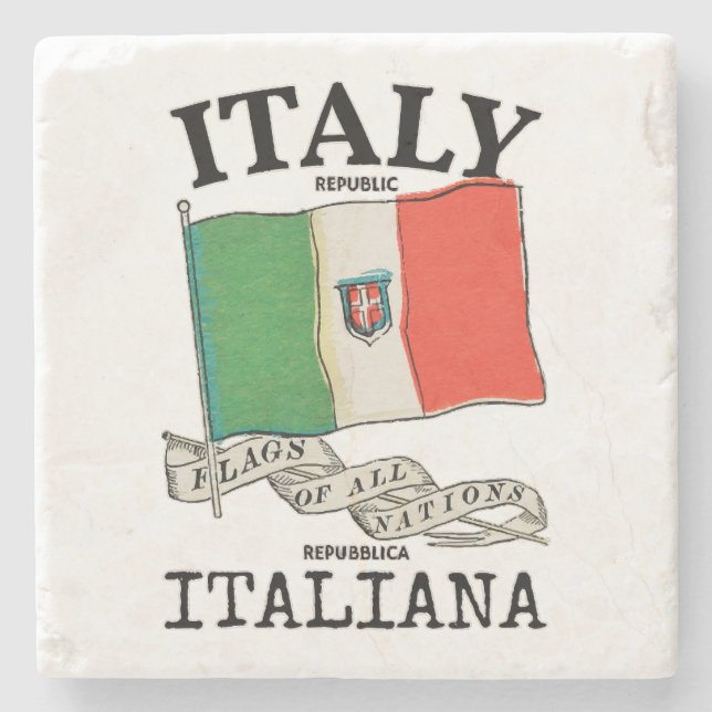 Vintage Italy Country Flag Stone Coaster (Front)