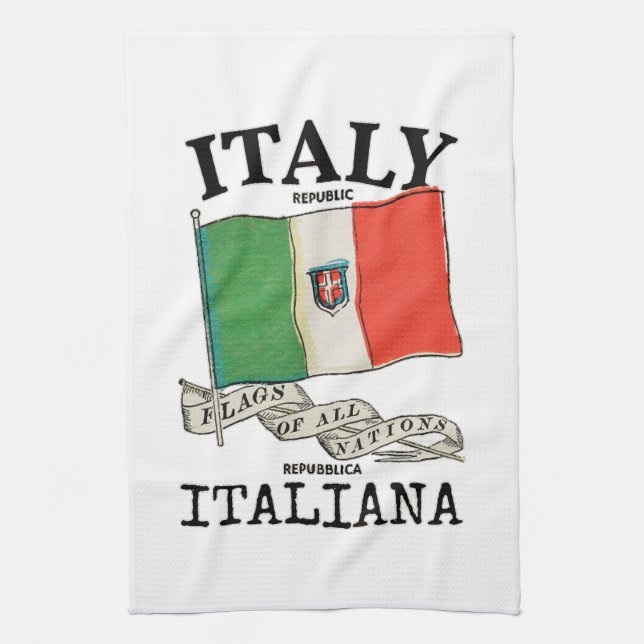 Vintage Italy Country Flag Tea Towel (Vertical)