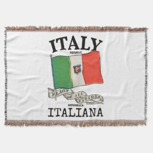 Vintage Italy Country Flag Throw Blanket