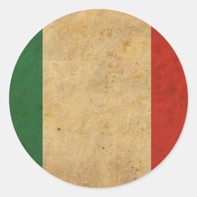 Vintage Italy Flag Classic Round Sticker (Front)