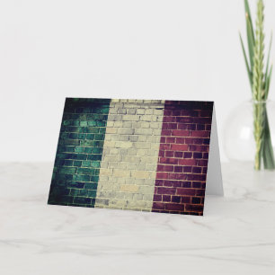 Vintage Italy flag on a brick wall Card