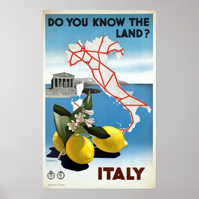 Vintage Italy Lemons Travel Poster (Front)