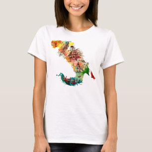 Vintage Italy Map City Travel Love Watercolor T-Shirt