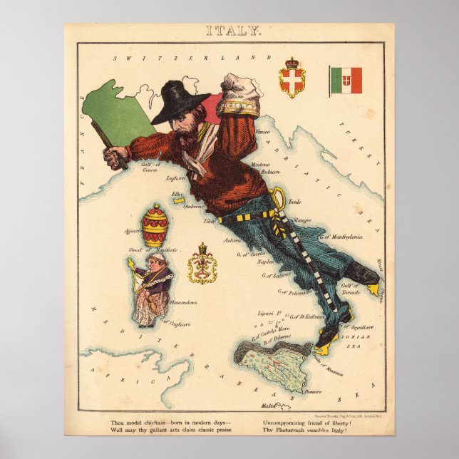 Vintage Italy Map Poster (Front)