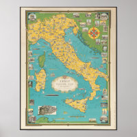 Vintage Italy Map with the Vatican City