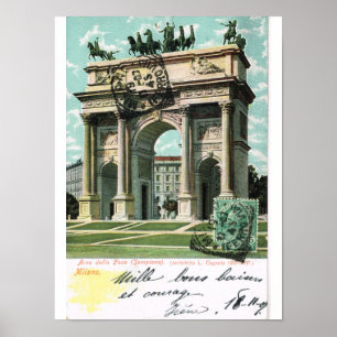 Vintage Italy, Milano, Arco della pace Poster