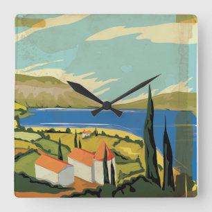 Vintage Italy Poster Square Wall Clock