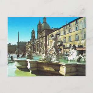 Vintage Italy, Rome, Piazza Navonna Postcard