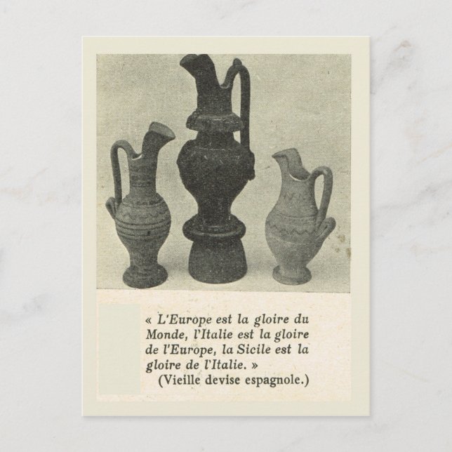Vintage Italy, Sicily, Traditional Pottery Postcard (Front)