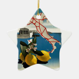 Vintage Italy Travel Ceramic Tree Decoration