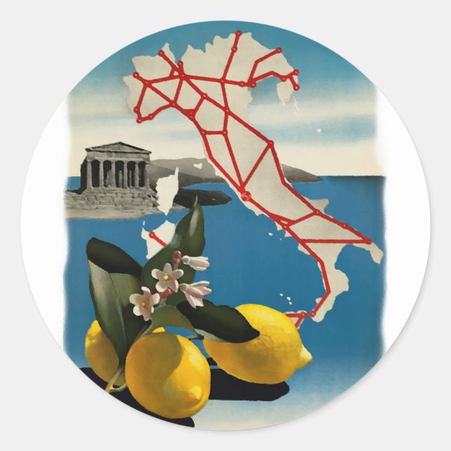 Vintage Italy Travel Classic Round Sticker (Front)