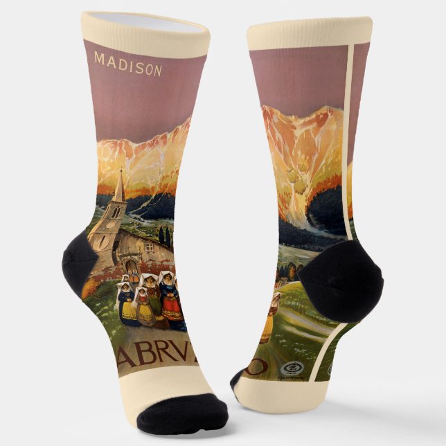 Vintage Italy Travel custom name Socks (Angled)