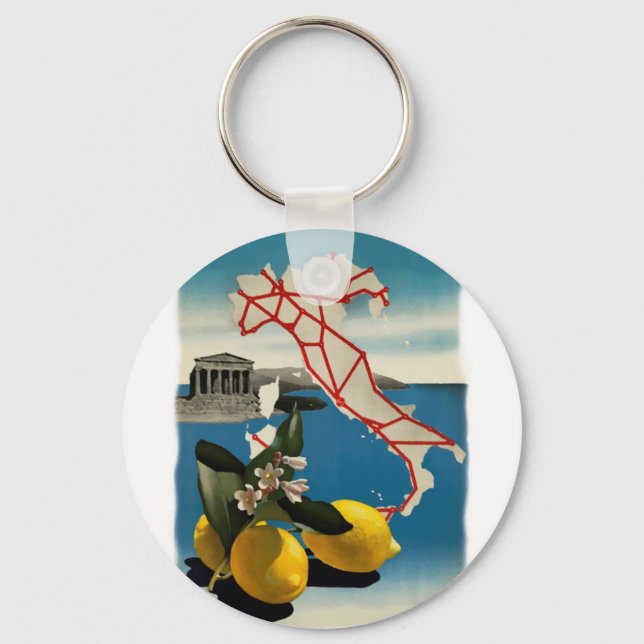 Vintage Italy Travel Key Ring (Front)