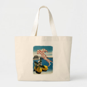 Vintage Italy Travel Large Tote Bag