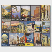 Vintage Italy Travel Poster Collage gift wrap