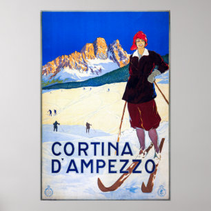 Vintage Italy Travel Poster   Cortina d'Ampezzo
