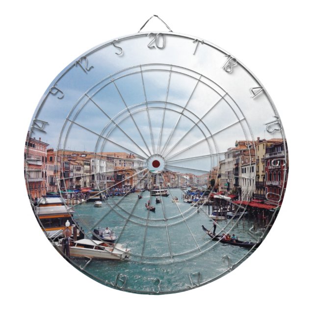 Vintage Italy Venice Canal Photo Dartboard (Front)