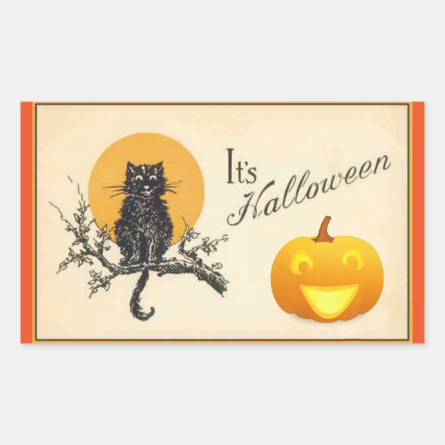 Vintage It's Halloween Rectangular Sticker (Front)