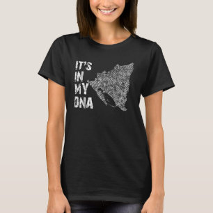 Vintage Its In My Dna Nicaragua Outline Map Nicara T-Shirt
