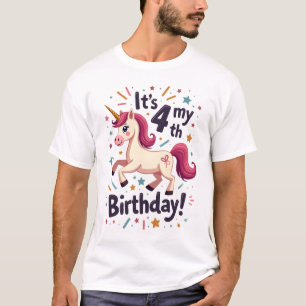 Vintage Its My 4th Birthday Unicorn Party Design f T-Shirt