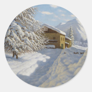 Vintage Ivan Choultse Winter Landscape Classic Round Sticker