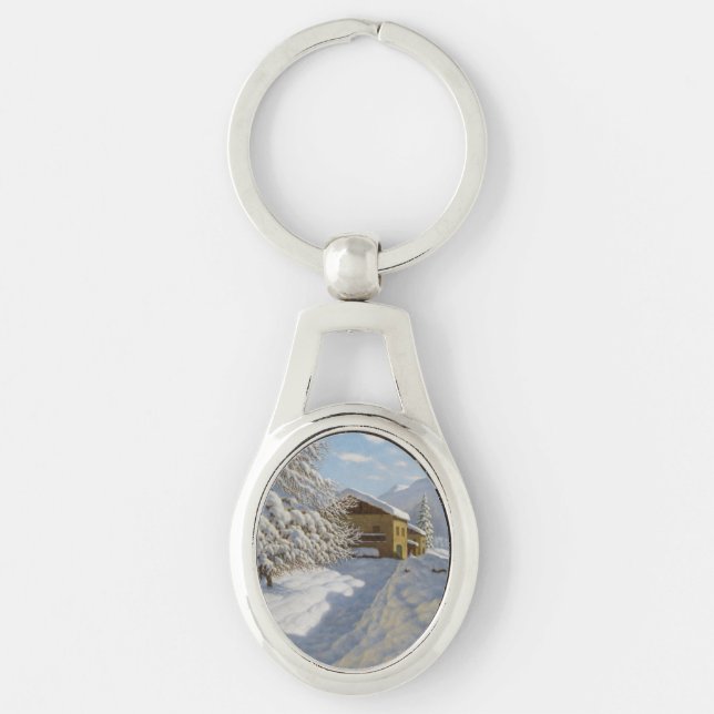 Vintage Ivan Choultse Winter Landscape    Key Ring (Front)