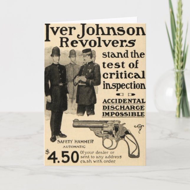 Vintage Iver Johnson Revolver Gun Ad Greeting Card (Front)