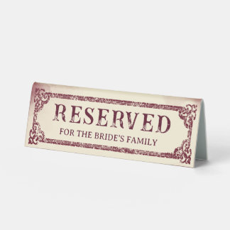 Vintage Ivory and Burgundy Wedding Reserved Seat