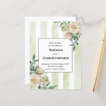 Vintage Ivory and Green Watercolor Floral Wedding