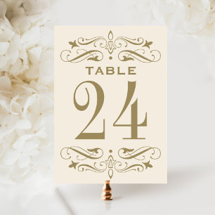 Vintage Ivory Antique Gold Table Number Card