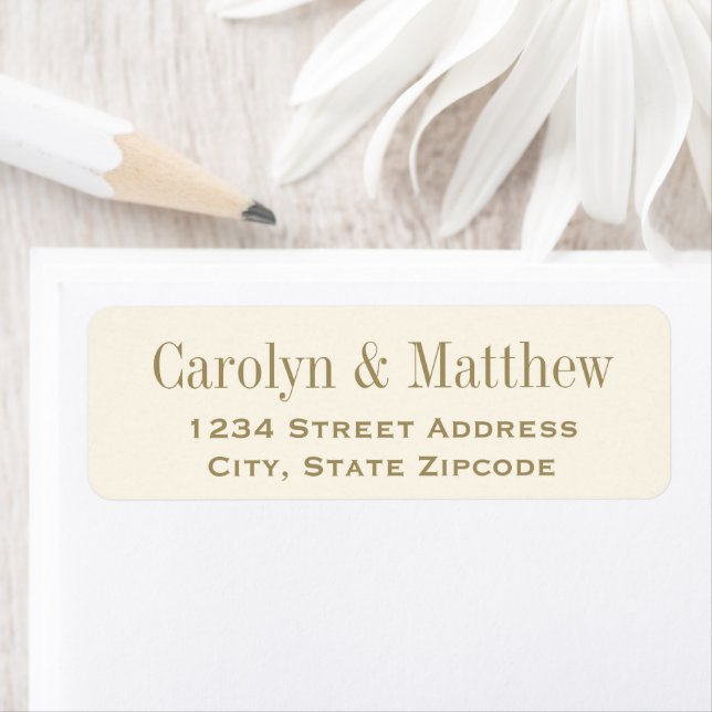 Vintage Ivory Antique Gold Wedding Return Address (Insitu)