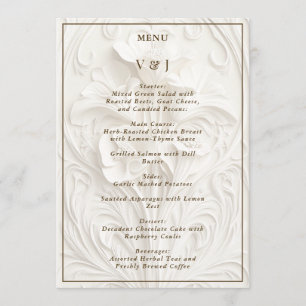 Vintage Ivory Art Nouveau Floral Wedding Menu