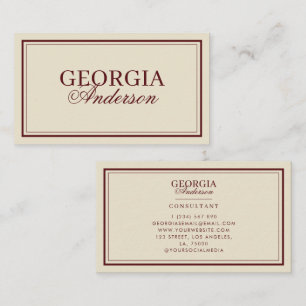 Vintage Ivory & Burgundy Retro Deep Red Business Card