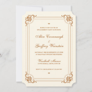 Vintage Ivory Copper Elegant Engagement Party Invitation