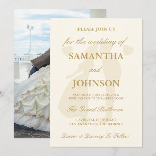 Vintage Ivory Elegant Photo Wedding Invitation