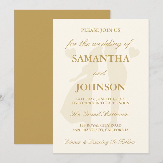 Vintage Ivory Elegant Wedding Invitation (Front/Back)